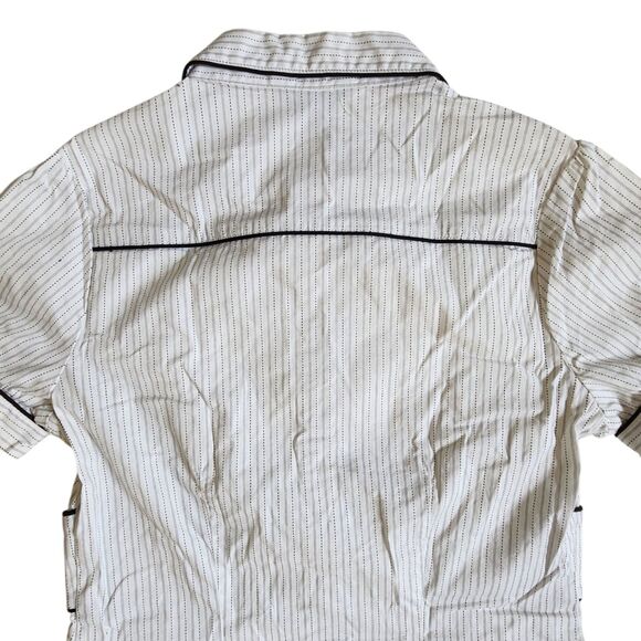 Maurices White Black Pinstripe Collared Short Sleeve Button Front Top sz S - Picture 6 of 11